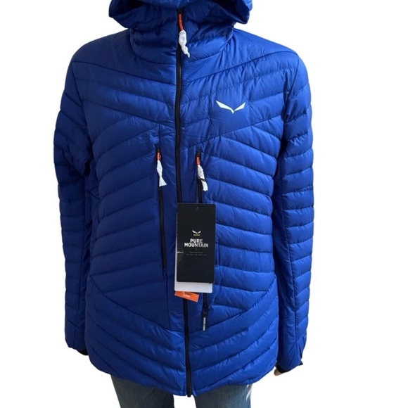$400 Salewa Men Ortles Hybrid Rds 750 Down Wool Hybrid Jacket Blue Large EU 52 - Picture 1 of 9